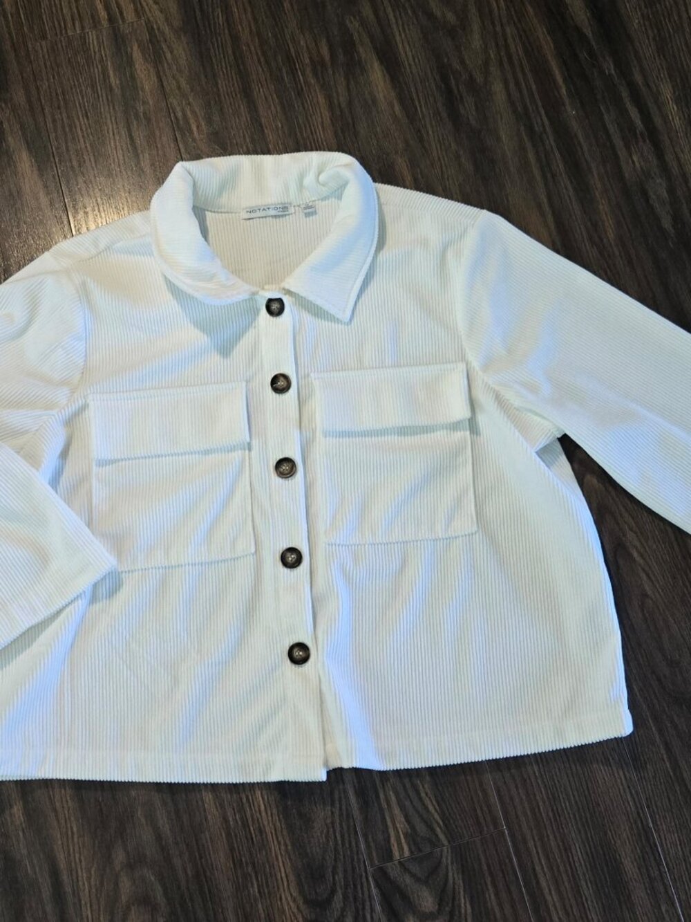 NOTATIONS WOMAN Creamy White Lightweight Corduroy Jacket NWOT/SIZE 1X